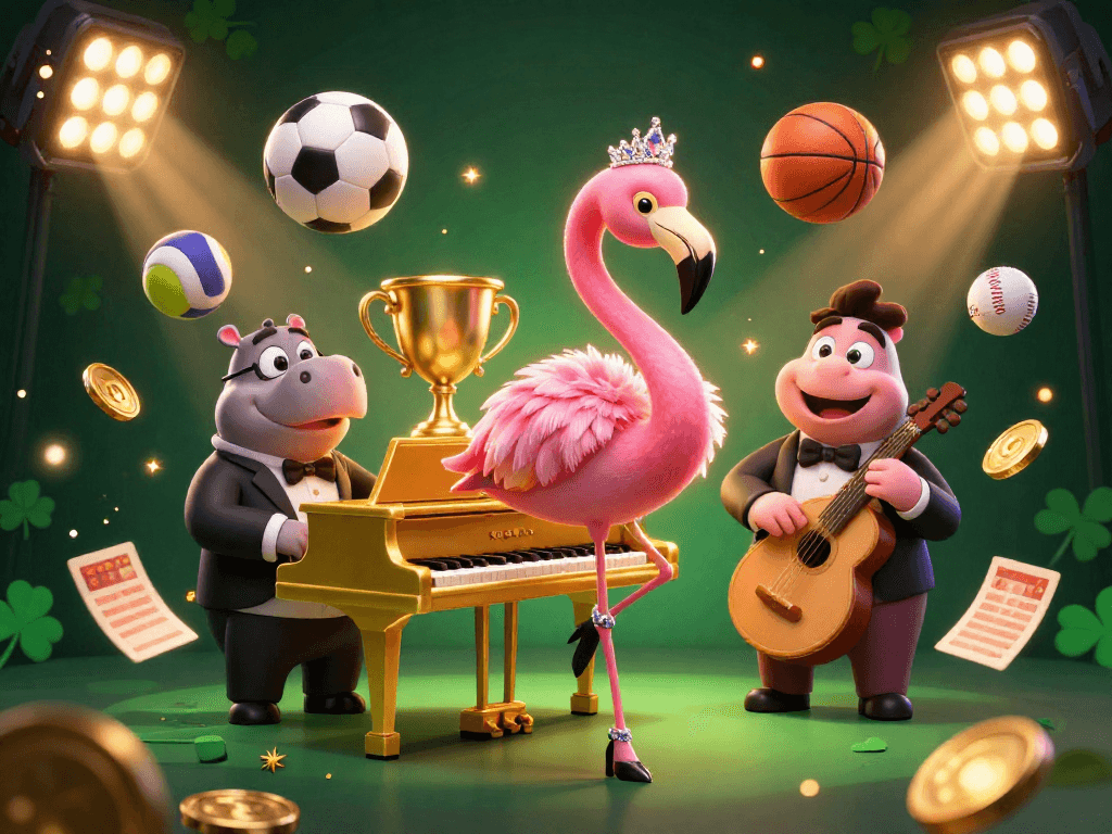 Experience the thrill of SAWA888 with lively characters and dynamic gambling elements in a vibrant scene.