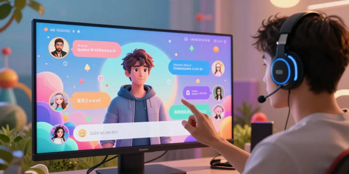 User interacting with AI character in a vibrant virtual environment showcasing AI 18+ themes and colorful animated graphics for a playful experience.