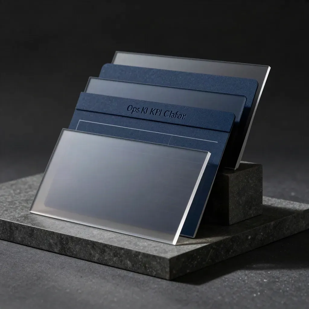 Premium planning kit with navy tabs, acetate overlays and a stone block on a graphite plinth.