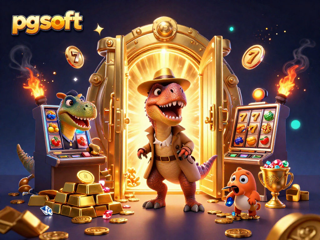 Compete in pg soft slot games with a velociraptor counter and treasure elements