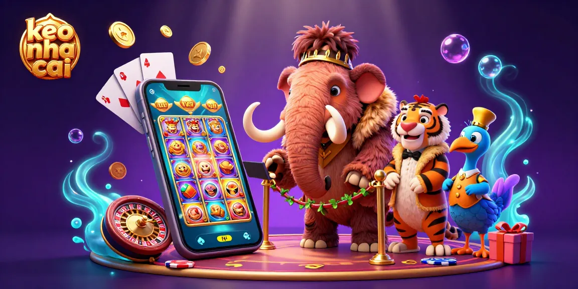 Bet on keo nha cai with our vibrant casino scene featuring a mammoth bouncer and a vibrant glow.
